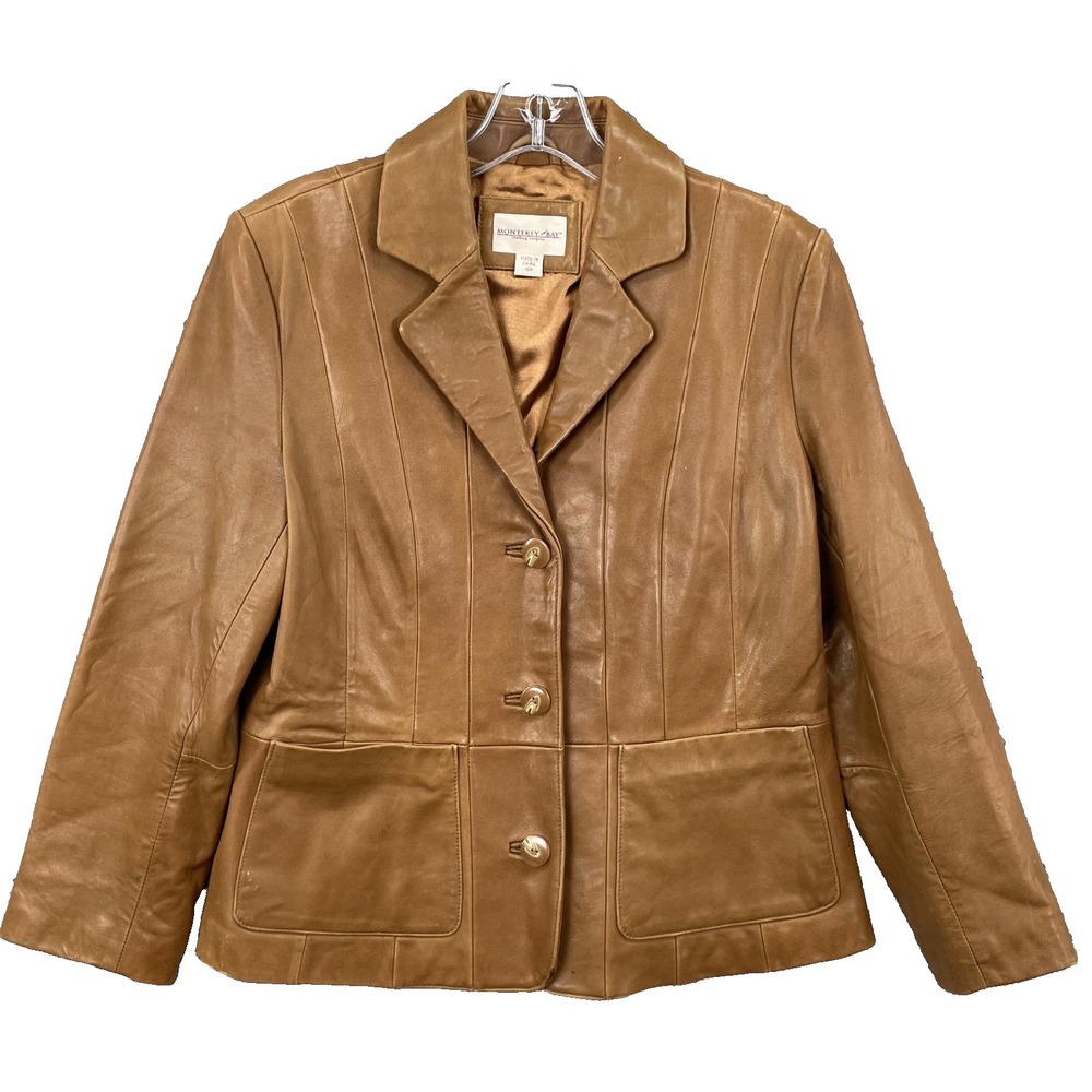 Monterey Bay 100% Leather Jacket Women's 10P Western 70s Academia Y2K Office 90s